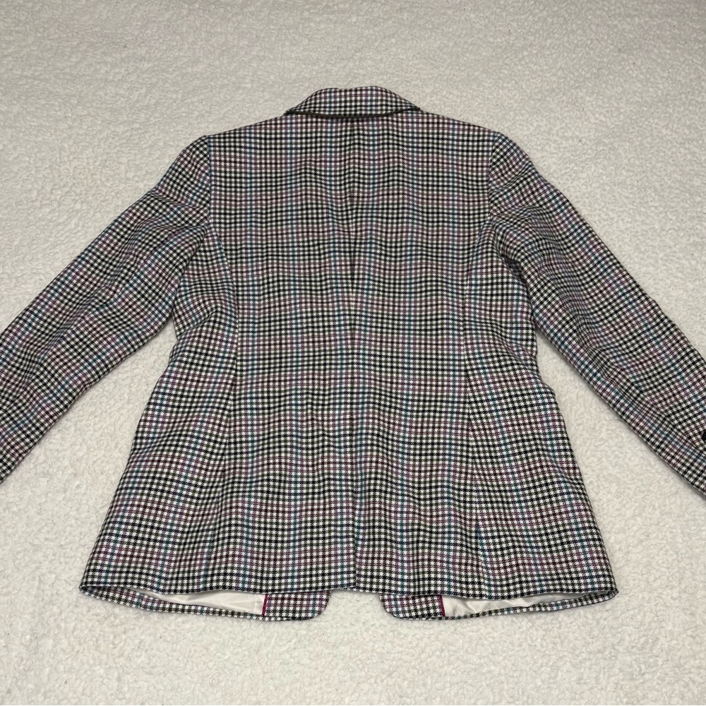 Talbots Women Multicolor Houndstooth Wool Blend Single Button Blazer - Picture 9 of 12